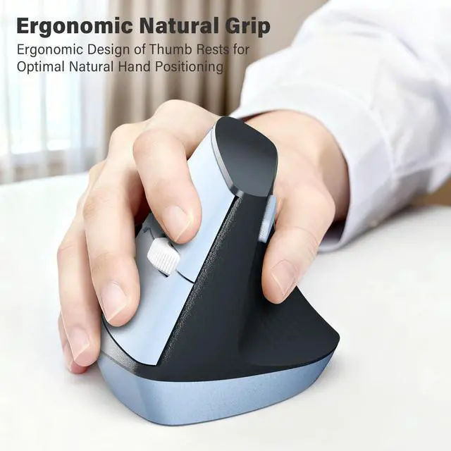 Alt view image 4 of 7 - Wireless Ergonomic Keyboard & Mouse Combo Split Curved Keyboard with Wrist Rest (All-Day Comfort) + Wireless Vertical Ergonomic Optical Mouse, Compatible with PC/Laptop/Desktop- Blue Gradient