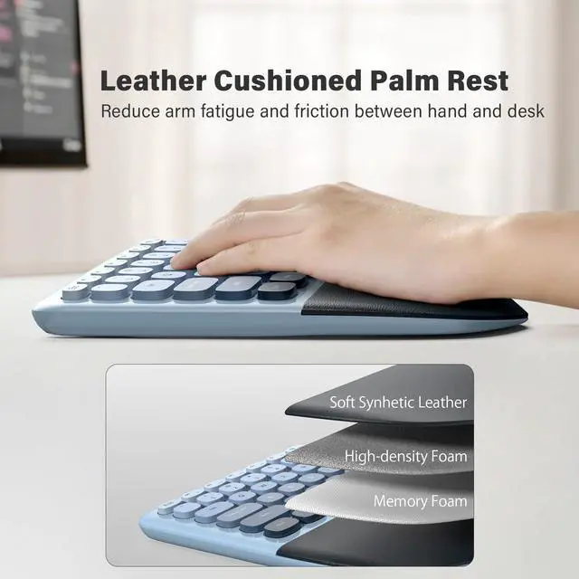 Alt view image 5 of 7 - Wireless Ergonomic Keyboard & Mouse Combo Split Curved Keyboard with Wrist Rest (All-Day Comfort) + Wireless Vertical Ergonomic Optical Mouse, Compatible with PC/Laptop/Desktop- Blue Gradient