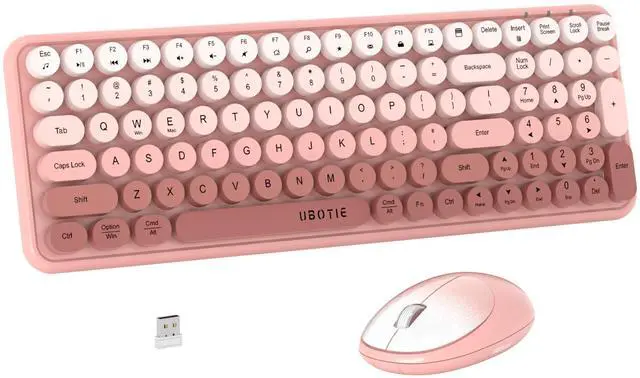 Main image of Wireless Keyboards and Mouse Combos, Colorful Gradient Rainbow Colored Retro Typewriter Flexible Keyboard, 2.4GHz Connection and Optical Mouse(Peach Gradient)