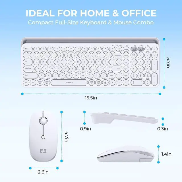 Alt view image 6 of 7 - Bluetooth Keyboard and Mouse for iPad, CTU-301 Wireless Multi-Device Connection Bluetooth+2.4G Keyboard Mouse Combo with Tablet Holder for iPad/MacBook/Windows, iOS/Android/Phone, White