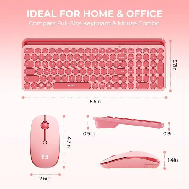 Alt view image 6 of 7 - Bluetooth Keyboard and Mouse for iPad, CTU-301 Wireless Multi-Device Connection Bluetooth+2.4G Keyboard Mouse Combo with Tablet Holder for iPad/MacBook/Windows, iOS/Android/Phone, Coral Pink