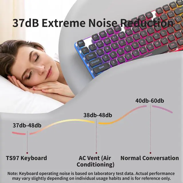 Alt view image 4 of 6 - Wireless Keyboard and Mouse Combo, 2.4G Full Size RGB Keyboard with 104 Keys, Rechargeable Wireless Mouse with 3 DPI, Ergonomic Computer Keyboard and Mouse Set for Windows Mac Laptop PC