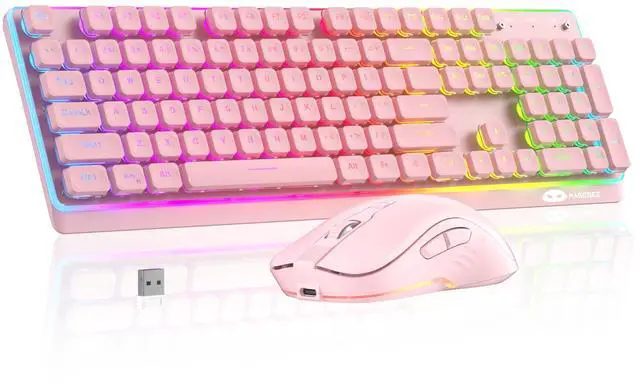 Main image of Wireless Keyboard and Mouse Combo, 2.4G Full Size RGB Keyboard with 104 Keys, Rechargeable Wireless Mouse with 3 DPI, Ergonomic Computer Keyboard and Mouse Set for Windows Mac Laptop PC