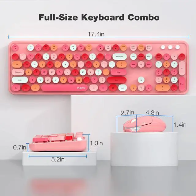Alt view image 7 of 7 - Wireless Keyboard and Mouse Combo, Full Size Typewriter Keyboard with Multi-Media Function Keys and Number Pad for Office PC Computer Laptop Desktop Windows (Pink Colorful)