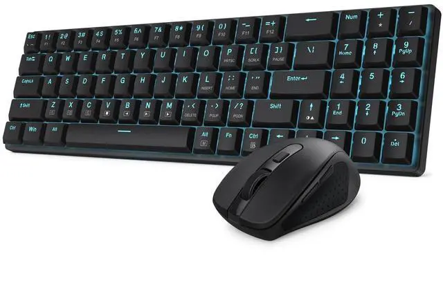 Main image of BS8773 Wireless Keyboard and Mouse Combo, 78 Keys 2.4Ghz Wireless Low-Profile Mechanical Brown Switch Keyboard w/Slim Compact Design & Single Blue Backlit, Comfort Grip 2400 DPI Max Mouse