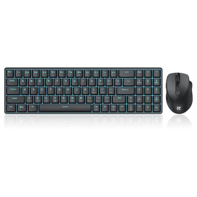Alt view image 2 of 7 - BS8773 Wireless Keyboard and Mouse Combo, 78 Keys 2.4Ghz Wireless Low-Profile Mechanical Brown Switch Keyboard w/Slim Compact Design & Single Blue Backlit, Comfort Grip 2400 DPI Max Mouse