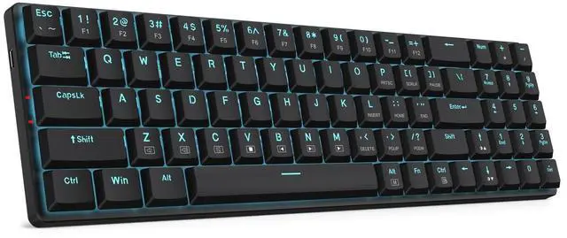 Alt view image 3 of 7 - BS8773 Wireless Keyboard and Mouse Combo, 78 Keys 2.4Ghz Wireless Low-Profile Mechanical Brown Switch Keyboard w/Slim Compact Design & Single Blue Backlit, Comfort Grip 2400 DPI Max Mouse