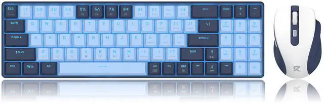 Main image of BS8773 Wireless Keyboard and Mouse Combo, 78 Keys 2.4Ghz Wireless Low-Profile Mechanical Red Switch Keyboard w/Slim Compact Design & Single Blue Backlit, Comfort Grip 2400 DPI Max Mouse