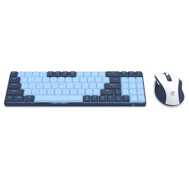 Alt view image 3 of 7 - BS8773 Wireless Keyboard and Mouse Combo, 78 Keys 2.4Ghz Wireless Low-Profile Mechanical Red Switch Keyboard w/Slim Compact Design & Single Blue Backlit, Comfort Grip 2400 DPI Max Mouse