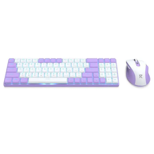 Alt view image 3 of 7 - BS8773 Wireless Keyboard and Mouse Combo, 78 Keys 2.4Ghz Wireless Low-Profile Mechanical Red Switch Keyboard w/Slim Compact Design & Single Blue Backlit, Comfort Grip 2400 DPI Max Mouse
