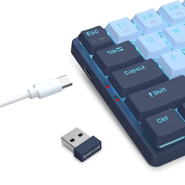 Alt view image 5 of 7 - BS8773 Wireless Keyboard and Mouse Combo, 78 Keys 2.4Ghz Wireless Low-Profile Mechanical Red Switch Keyboard w/Slim Compact Design & Single Blue Backlit, Comfort Grip 2400 DPI Max Mouse