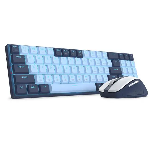 Alt view image 7 of 7 - BS8773 Wireless Keyboard and Mouse Combo, 78 Keys 2.4Ghz Wireless Low-Profile Mechanical Red Switch Keyboard w/Slim Compact Design & Single Blue Backlit, Comfort Grip 2400 DPI Max Mouse
