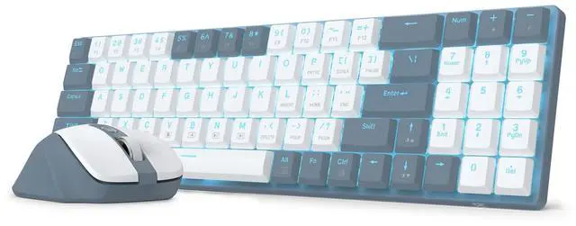 Main image of BS8773 Wireless Keyboard and Mouse Combo, 78 Keys 2.4Ghz Wireless Low-Profile Mechanical Red Switch Keyboard w/Slim Compact Design & Single Blue Backlit, Comfort Grip 2400 DPI Max Mouse