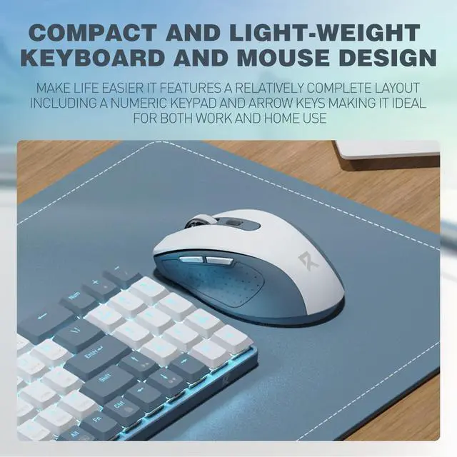 Alt view image 5 of 7 - BS8773 Wireless Keyboard and Mouse Combo, 78 Keys 2.4Ghz Wireless Low-Profile Mechanical Red Switch Keyboard w/Slim Compact Design & Single Blue Backlit, Comfort Grip 2400 DPI Max Mouse