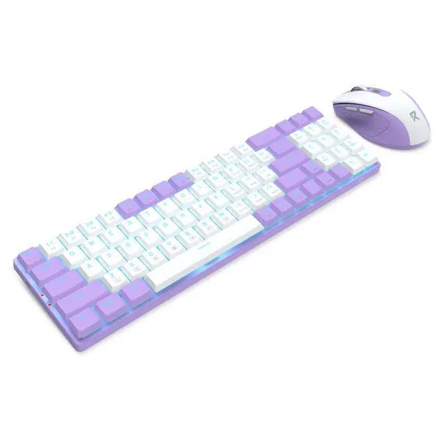 Alt view image 2 of 7 - BS8773 Wireless Keyboard and Mouse Combo, 78 Keys 2.4Ghz Wireless Low-Profile Mechanical Red Switch Keyboard w/Slim Compact Design & Single Blue Backlit, Comfort Grip 2400 DPI Max Mouse