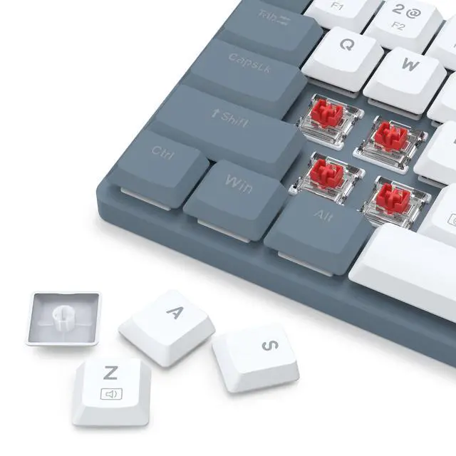 Alt view image 7 of 7 - BS8773 Wireless Keyboard and Mouse Combo, 78 Keys 2.4Ghz Wireless Low-Profile Mechanical Red Switch Keyboard w/Slim Compact Design & Single Blue Backlit, Comfort Grip 2400 DPI Max Mouse