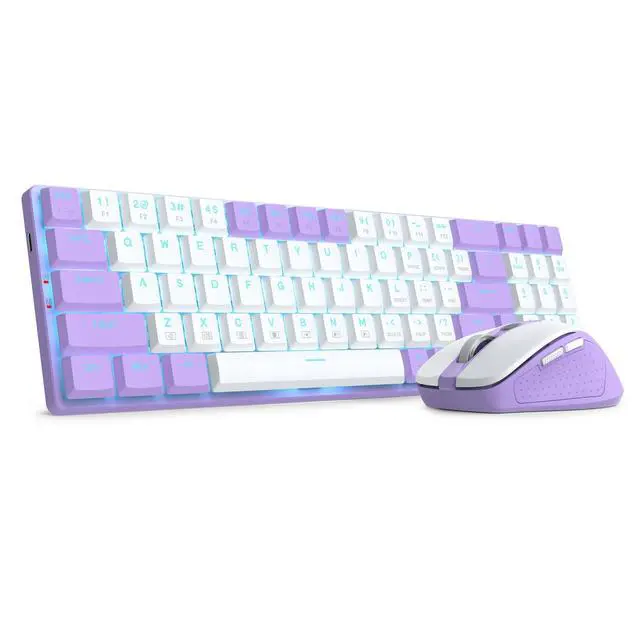 Alt view image 7 of 7 - BS8773 Wireless Keyboard and Mouse Combo, 78 Keys 2.4Ghz Wireless Low-Profile Mechanical Red Switch Keyboard w/Slim Compact Design & Single Blue Backlit, Comfort Grip 2400 DPI Max Mouse