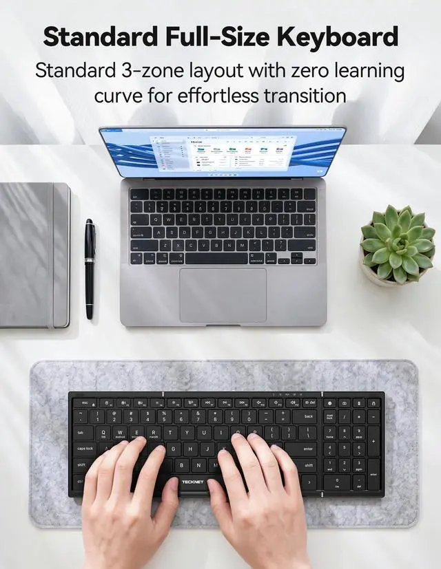 Alt view image 4 of 7 - Foldable Bluetooth Keyboard and Mouse Combo, Wireless Keyboard Mouse, Rechargeable 2.4G & Dual Bluetooth Travel Keyboard Mouse Set for Business Travel, Compatible with Windows/Mac/iOS/Android