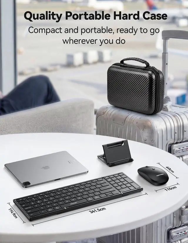 Alt view image 5 of 7 - Foldable Bluetooth Keyboard and Mouse Combo, Wireless Keyboard Mouse, Rechargeable 2.4G & Dual Bluetooth Travel Keyboard Mouse Set for Business Travel, Compatible with Windows/Mac/iOS/Android