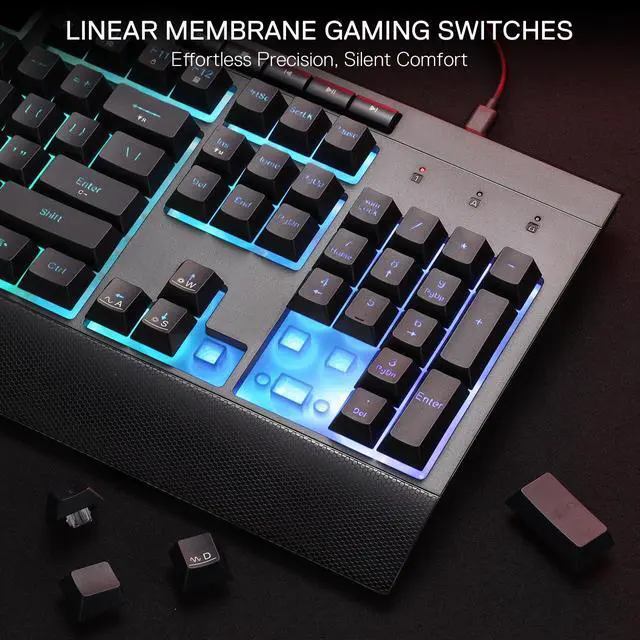 Alt view image 5 of 7 - S151 Gaming Keyboard & Mouse Combo, 104 Keys K525 Wired RGB Membrane Keyboard and 10000 DPI Wired M616 Gaming Mouse Bundle