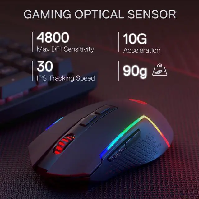 Alt view image 5 of 7 - S142 Wireless Gaming Keyboard & Mouse Combo, 98 Keys K515 PRO RGB Membrane Keyboard & 4800 DPI Wireless 2.4Ghz Gaming Mouse Bundle, Convenient Shared Dongle