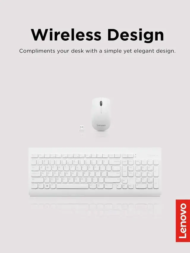 Alt view image 4 of 6 - 510 Wireless Combo with 2.4 GHz USB Receiver, Slim Full Size Keyboard, Full Number Pad, 1200 DPI Optical Mouse, Left or Right Hand, GX30W75336, White