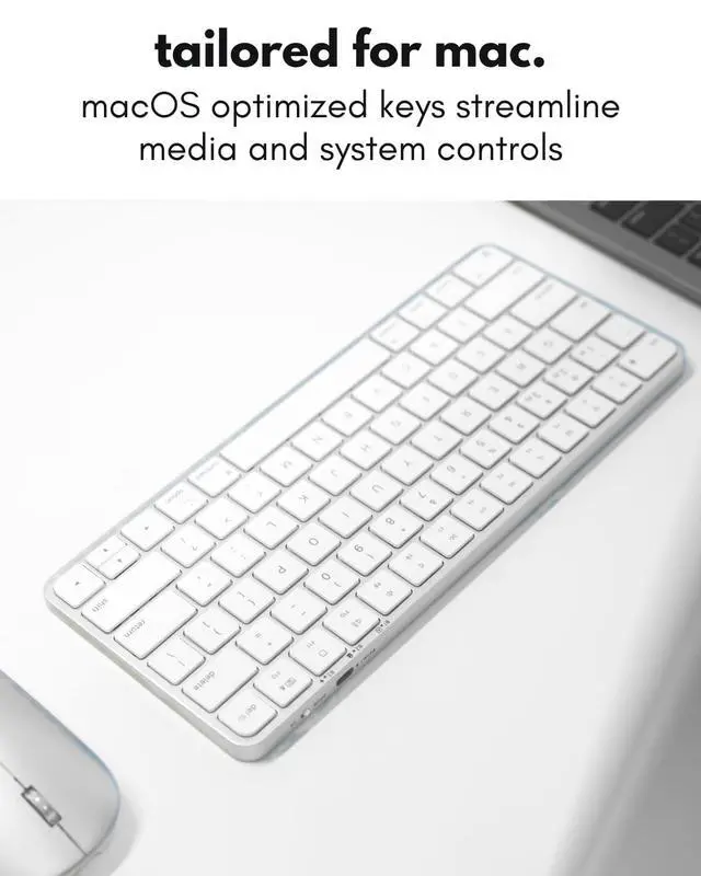Alt view image 4 of 7 - Apple Wireless Keyboard and Mouse for Mac - Dual Mode (Bluetooth + Wired) - Multi-Device, Rechargeable - Mini Wireless Keyboard and Mouse Combo for MacBook, iPad, Mac mini/Air/Pro (Silver)