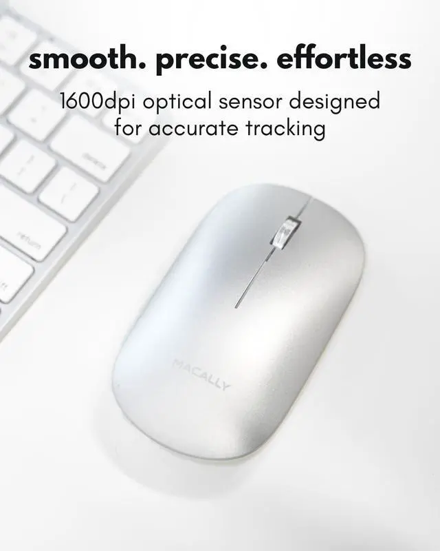 Alt view image 5 of 7 - Apple Wireless Keyboard and Mouse for Mac - Dual Mode (Bluetooth + Wired) - Multi-Device, Rechargeable - Mini Wireless Keyboard and Mouse Combo for MacBook, iPad, Mac mini/Air/Pro (Silver)
