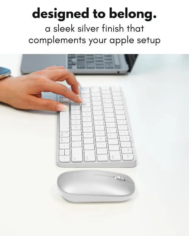 Alt view image 6 of 7 - Apple Wireless Keyboard and Mouse for Mac - Dual Mode (Bluetooth + Wired) - Multi-Device, Rechargeable - Mini Wireless Keyboard and Mouse Combo for MacBook, iPad, Mac mini/Air/Pro (Silver)