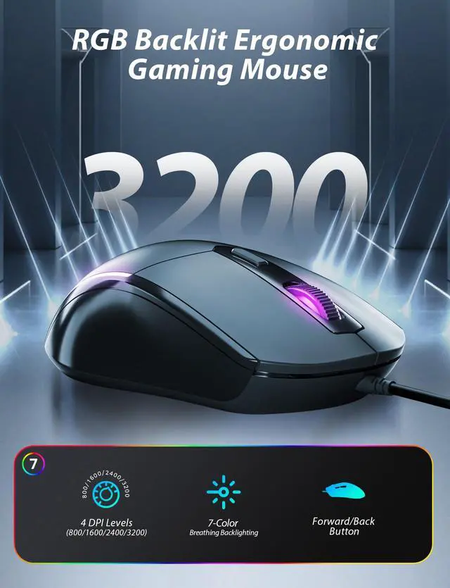 Alt view image 4 of 7 - Mechanical Gaming Keyboard and Mouse, 98 Keys LED Backlit Keyboard with Floating Keycap, Ergonomic RGB Gaming Mouse with Mouse Pad Combo, Full Anti-Ghost Wired Keyboard for PC Laptop Gamer, White