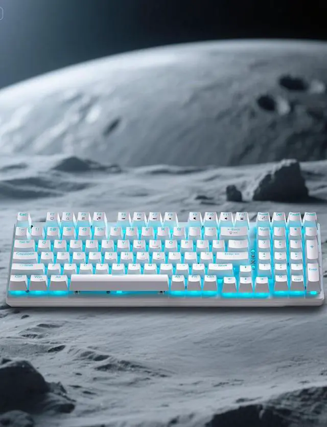 Alt view image 7 of 7 - Mechanical Gaming Keyboard and Mouse, 98 Keys LED Backlit Keyboard with Floating Keycap, Ergonomic RGB Gaming Mouse with Mouse Pad Combo, Full Anti-Ghost Wired Keyboard for PC Laptop Gamer, White