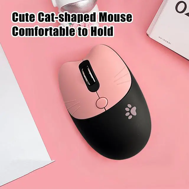 Alt view image 5 of 6 - Cute Cat 2.4G USB Wireless Keyboard and Mouse Combo, Silent Keys, Candy Colors, Compatible with Notebook, PC (BlackPink-110Keys)