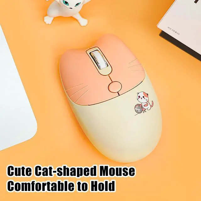 Alt view image 6 of 7 - Cute Cat 2.4G USB Wireless Keyboard and Mouse Combo, Silent Keys, Candy Colors, Compatible with Notebook, PC (MilkTea-110Keys)