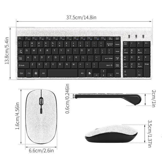 Alt view image 5 of 6 - Dazzling Luxury Cute Keyboard and Mouse Wireless, Sparkly Bling Rhinestone Wireless Mouse and Keyboard Gift Set (Silver)