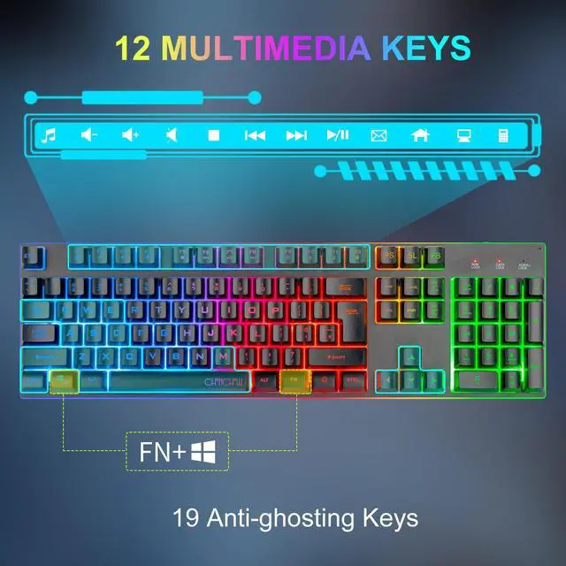 Alt view image 6 of 7 - Gaming Wireless Keyboard and Mouse, Rechargeable RGB Backlit, Metal Panel, Mechanical Feel Anti-ghosting Keyboard with Side Button for Computer PC Laptop Compatible with Windows Mac Ps4/Ps5 Xbox one