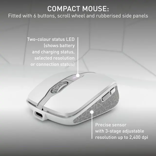 Alt view image 5 of 6 - DW 9100 Slim, Wireless Keyboard and Mouse Set, Bluetooth & 2.4 GHz RF Connection, Quiet Keys, Comfortable Writing, Rechargeable, QWERTY, Silver/White