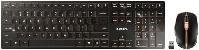 Main image of DW 9100 Slim, Wireless Keyboard and Mouse Set, Bluetooth & 2.4 GHz RF Connection, Quiet Keys, Comfortable Writing, Rechargeable, QWERTY, Black/Bronze