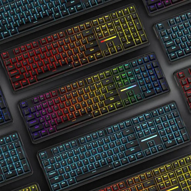 Alt view image 7 of 7 - K745 Wired Gasket RGB Gaming Keyboard, 108 Keys Mechanical Keyboard w/Extra 4 Hotkeys, Upgraded Hot-swappable Socket, 5-Layer Noise Dampening, Creamy & Thocky Custom Linear Switch