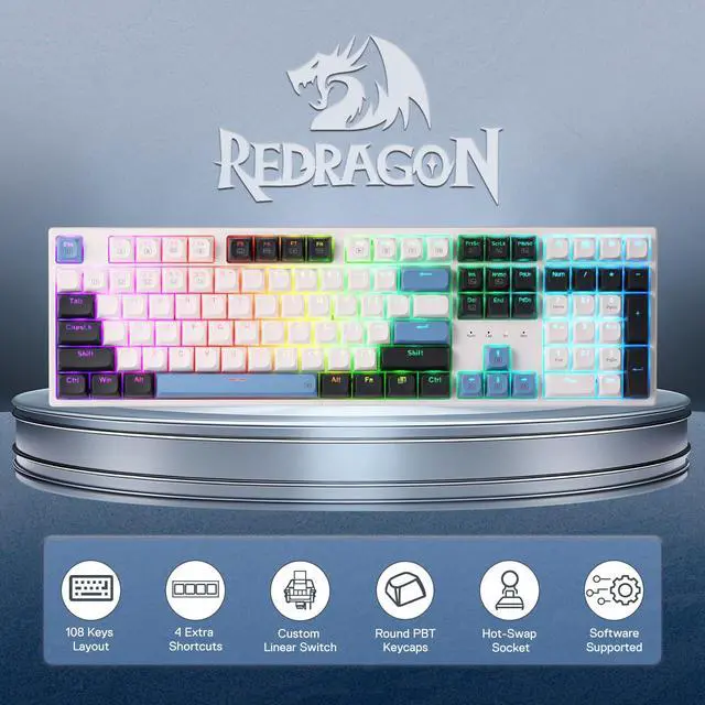 Alt view image 2 of 7 - K668 Wired Gasket RGB Gaming Keyboard, 108 Keys Mechanical Keyboard w/Extra 4 Hotkeys, Upgraded Hot-swappable Socket, Sound Absorbing Foam, Mixed Color Keycaps, Custom Linear Switch