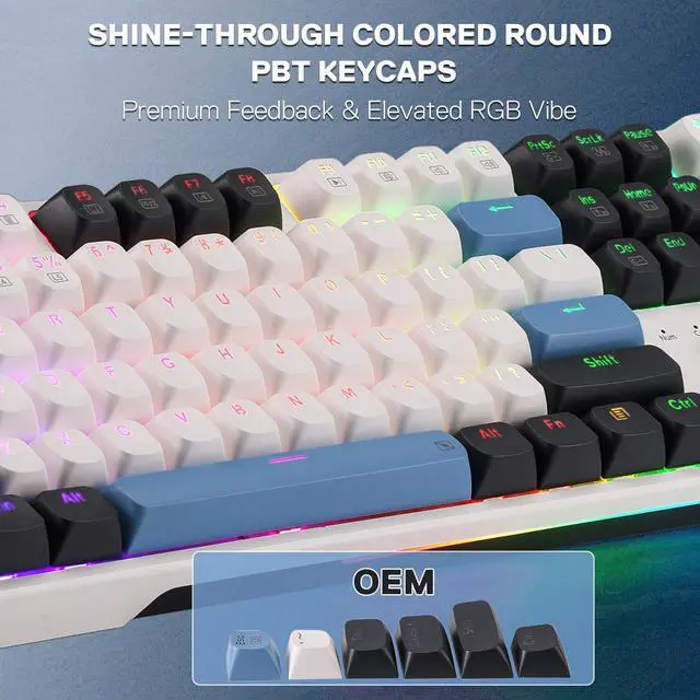 Alt view image 6 of 7 - K668 Wired Gasket RGB Gaming Keyboard, 108 Keys Mechanical Keyboard w/Extra 4 Hotkeys, Upgraded Hot-swappable Socket, Sound Absorbing Foam, Mixed Color Keycaps, Custom Linear Switch