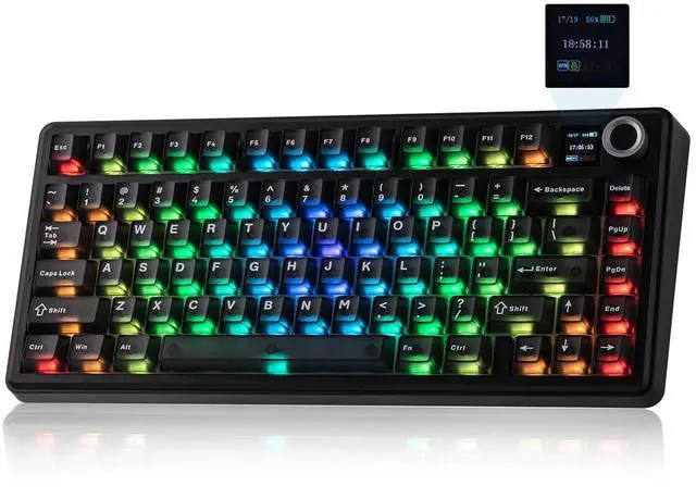 Main image of F75 MAX Wireless Mechanical Keyboard with TFT Screen and Knob, Gasket Keyboard in 75% Layout, Hot Swappable Gaming Keyboard for PC/Mac/Linux (Matte Black)