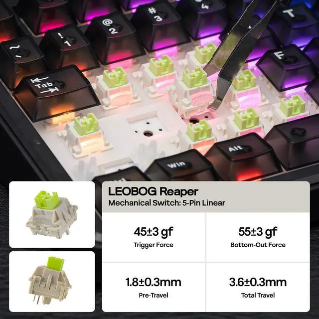 Alt view image 5 of 7 - F75 MAX Wireless Mechanical Keyboard with TFT Screen and Knob, Gasket Keyboard in 75% Layout, Hot Swappable Gaming Keyboard for PC/Mac/Linux (Matte Black)