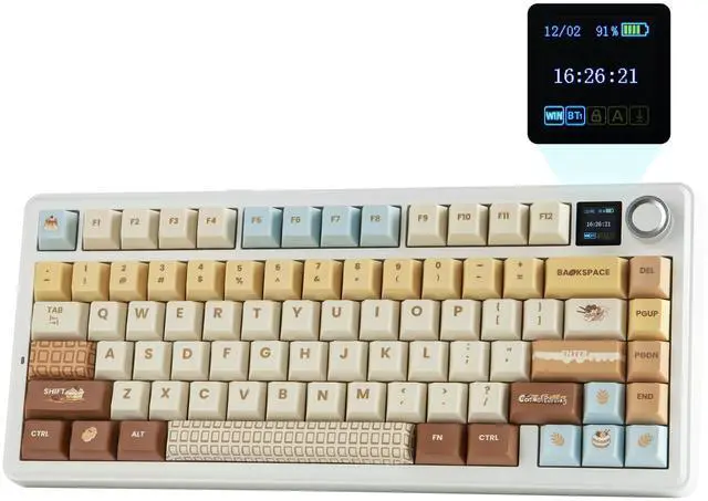 Main image of F75 MAX Wireless Mechanical Keyboard with TFT Screen and Knob, Gasket Keyboard in 75% Layout, Hot Swappable Gaming Keyboard for PC/Mac/Linux (Caramel)