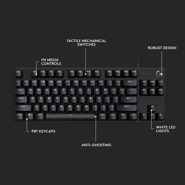 Alt view image 7 of 7 - G413 TKL SE Mechanical Gaming Keyboard - Compact Backlit Keyboard with Tactile Mechanical Switches, Anti-Ghosting, Compatible with Windows, macOS - Black Aluminum