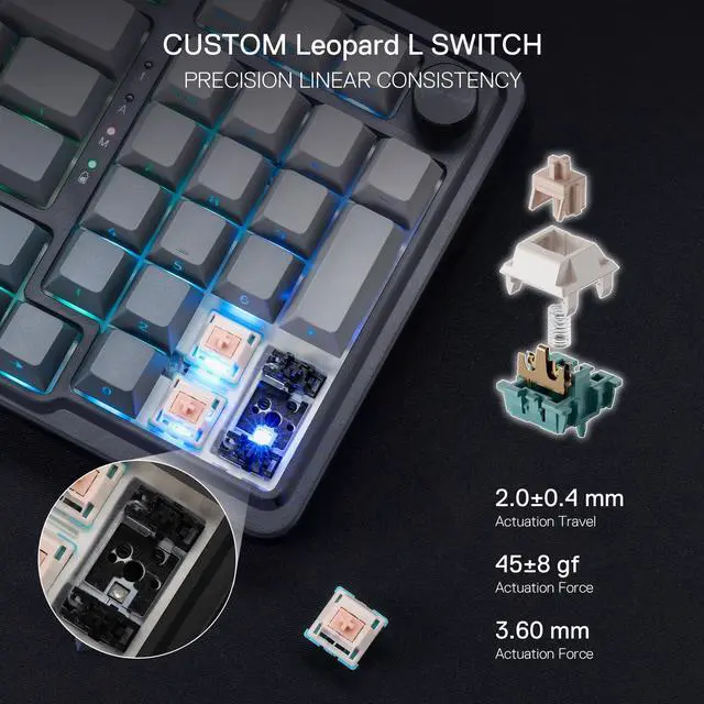 Alt view image 5 of 7 - K686 PRO 98 Keys Wireless Gasket RGB Gaming Keyboard, 3-Mode PBT Mechanical Keyboard w/Hot-Swap South-Facing RGB Socket, Dedicated Knob Control & 5-Layer Noise Dampening, Gradient PBT Keycaps