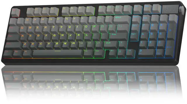 Main image of A98 Wireless Mechanical Keyboard, Tri-Mode BT5.0/2.4GHz/USB-C, Creamy Keyboard with Number Pad, Gasket Structure Hot Swappable, PBT Keycaps, RGB Backlit Black Gaming Keyboard with Knob for PC