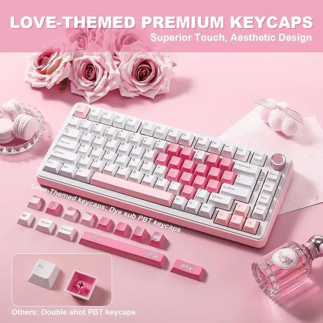Alt view image 7 of 7 - B75 PRO Wireless Mechanical Keyboard,75% Layout with Knob,Hot Swap Gasket Structure,Creamy Pre-lubed Switches,RGB Backlit,Bluetooth/Type-C/2.4G for Win/Mac (White, Cocoa Cream V2 Switch)