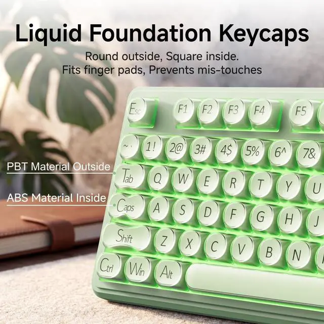 Alt view image 3 of 7 - V102 Wired Keyboard, 98 Keys Creamy Gaming Keyboard with Display Screen, Media Knob RGB Silent Wired Cute Computer Keyboard for Laptop PC Gamer - Green
