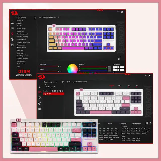 Alt view image 7 of 7 - K729 80% Wired Gasket RGB Gaming Keyboard, 87 Keys TKL Mechanical Keyboard w/Knob Control, Mix-Color PBT Keycaps, Hot-Swap South-Facing Socket & 5-Layer Dampener, Custom Linear Switch