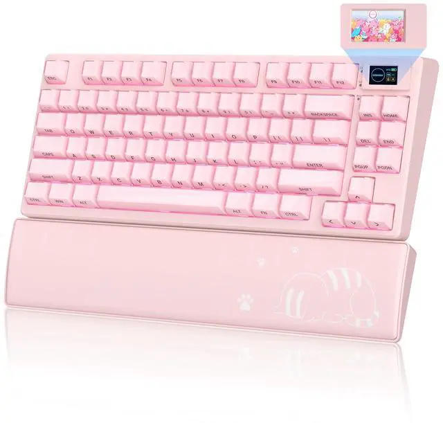 Main image of 75% Pink Keyboard Wireless with Color Multimedia Screen